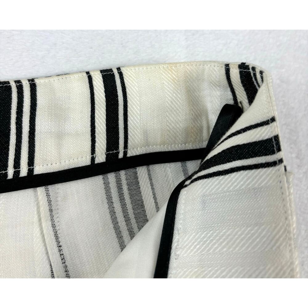 Ted Baker London Linen Asherr Tapered Trouser Pants Size 3 White Striped - Picture 10 of 16